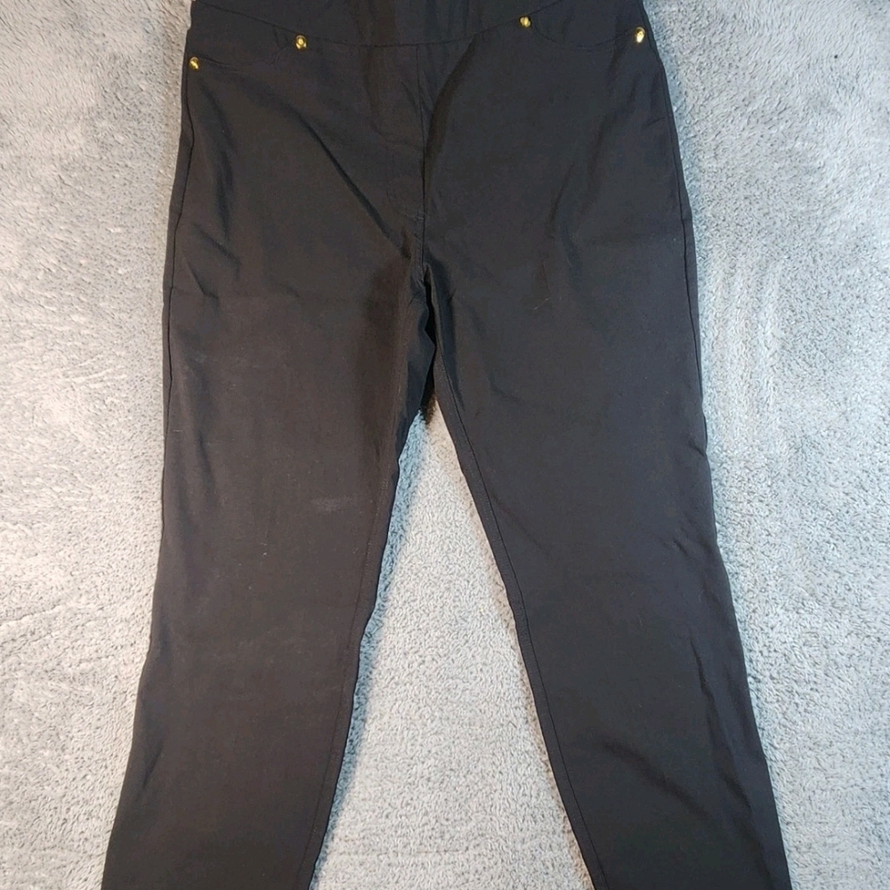 Zac & Rachel Women’s Slim Fit Dress Pants Size 12 Black Pull-On Elastic Waist